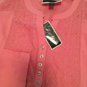 karen scott coral lace embellished tshirt